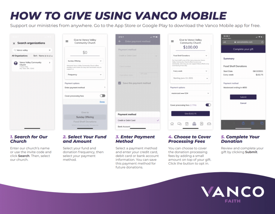 Vanco App Instructions